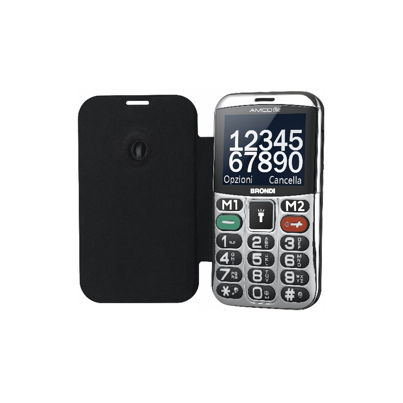 ⭐CELLULARE BRONDI AMICO CHIC 2.4’’ DUAL SIM BLACK +COVER FLIP SENIOR PHONE