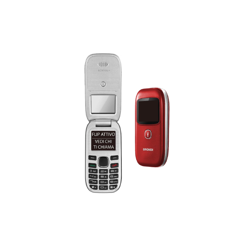 ⭐CELLULARE BRONDI WINDOW+ RED 1.77" DUAL SIM SENIOR PHONE