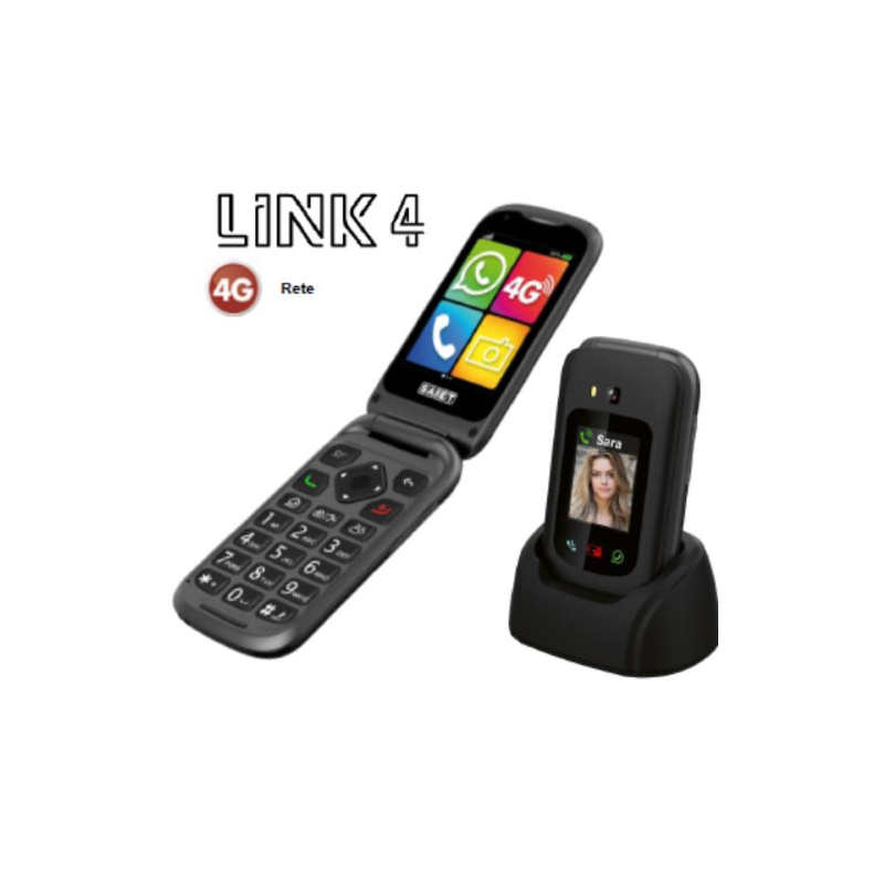 ⭐CELLULARE SAIET LINK 4 NEW 2.8" BLUETOOTH 4GB GPS SENIOR PHONE