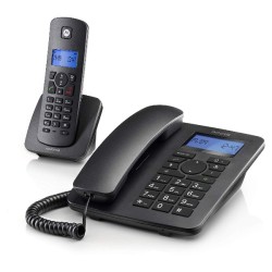 ⭐MOTOROLA C4201 COMBO TELEFONO FISSO E CORDLESS NERO TELEFONO DA TAVOLO