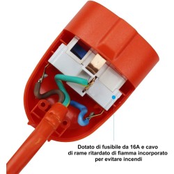 Prolunga Elettrica Lineare Colore Arancione 15M 3X1.5mm Spina Italiana AP533966