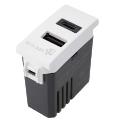 Modulo Presa Caricatore USB 5V 3A USB-A + USB-C Colore Bianco Compat LK42044UC