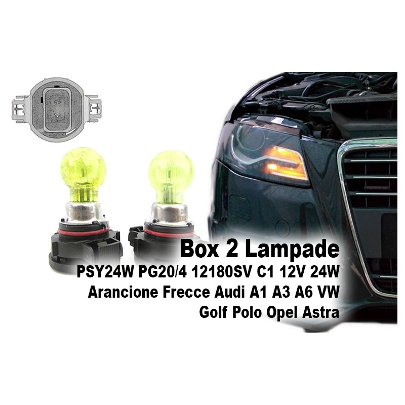 Box 2 Lampade PSY24W PG20/4 12180SV C1 12V 24W Arancione Frecce Audi A1 LA1209d