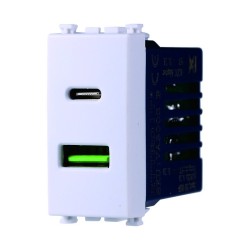 ETTROIT Modulo Presa Caricatore USB 2 Porte 3,1A USB-A + USB Type C Col VA3002B