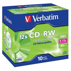 VERBATIM CD-RW 700MB 80 RISCRIV.12X CONFEZIONE 10 S