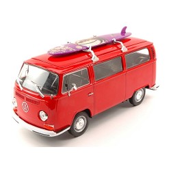 WELLY VW T2 BUS W/SURFBOARD 1972 RED 1:24 MODELLINO AUTO STRADALI WELLY SCALA 1: