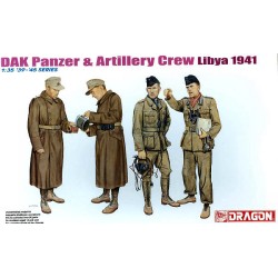 DRAGON DAK PANZER & ARTILLERY CREW (LYBIA 1941) KIT 1:35 MODELLINO KIT FIGURE MI
