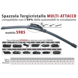 Spazzola Tergicristallo Auto Universale S985 24'' 600mm Carall 16 Attacc S98524