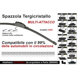 Spazzola Tergicristallo Auto Universale S985 23'' 575mm Carall 16 Attacc S98523