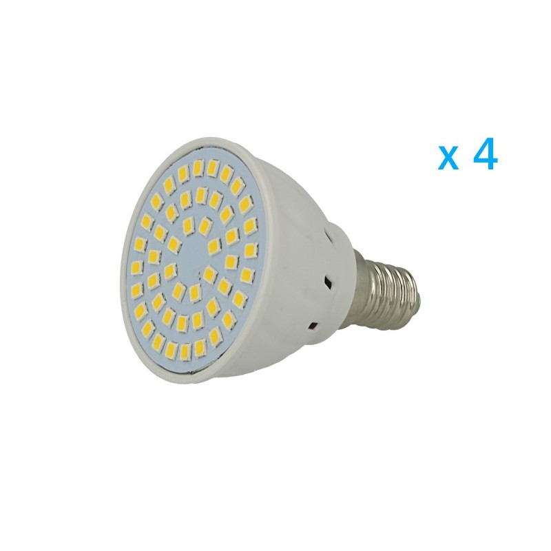 4 PZ Lampade Led E14 Spot 3W＝30W Bianco Caldo Diametro 50mm Con 48 smd 2 AA6800