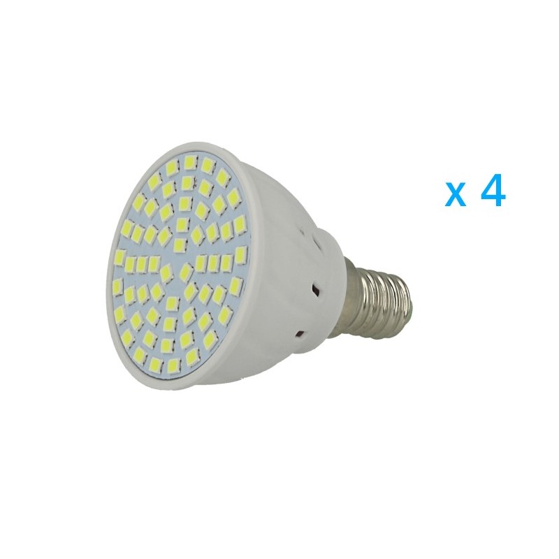 4 PZ Lampade Led E14 Spot 3,5W＝35W Bianco Caldo Diametro 50mm Con 60 smd AA6500