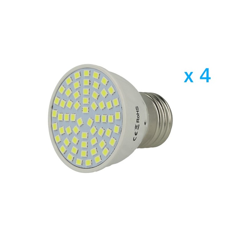 4 PZ Lampade Led E27 Spot 3,5W＝35W Bianco Caldo Diametro 50mm Con 60 smd AA6300