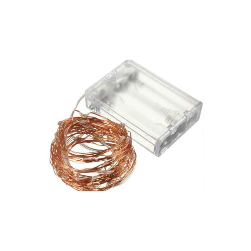 Stringa Led Bianco Freddo Filo Rame Copper Wire String 10 Metri 100 Led AA9000