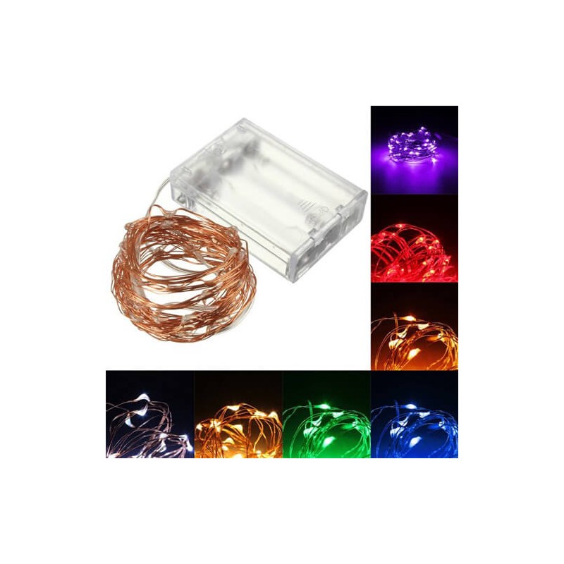 Stringa Led RGB Fisso Filo Rame Copper Wire String 10 Metri 100 Led IP67 AA2200