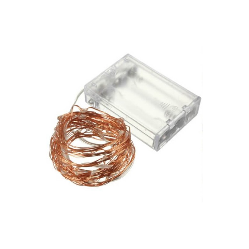 Stringa Led Rosso Filo Rame Copper Wire String 10 Metri 100 Led IP67 Cie AA2100