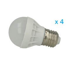 4 PZ Lampade Led E27 Bulbo 3W＝30W Bianco Caldo Diametro 50mm Altezza 80m AA3600