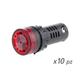 10 Pezzi Indicatore Led Rosso AC 220V Buzzer Allarme Acustico Da Incass AA0220R