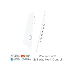 Interruttore Wifi Da Parete Pannello Touch 2 Tasti Colore Bianco WiFi + SH9552W