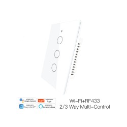 Interruttore Wifi Da Parete Pannello Touch 3 Tasti Colore Bianco WiFi + SH9553W