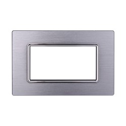 ETTROIT Placca In Alluminio Serie Space 4P Colore Silver Lucido Compat BLN86417