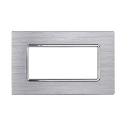 ETTROIT Placca In Alluminio Serie Solar 4P Colore Silver Lucido Compati MT86417
