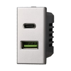 ETTROIT Modulo Presa Caricatore USB 2 Porte 3,1A USB-A + USB Type C Col BAG3002